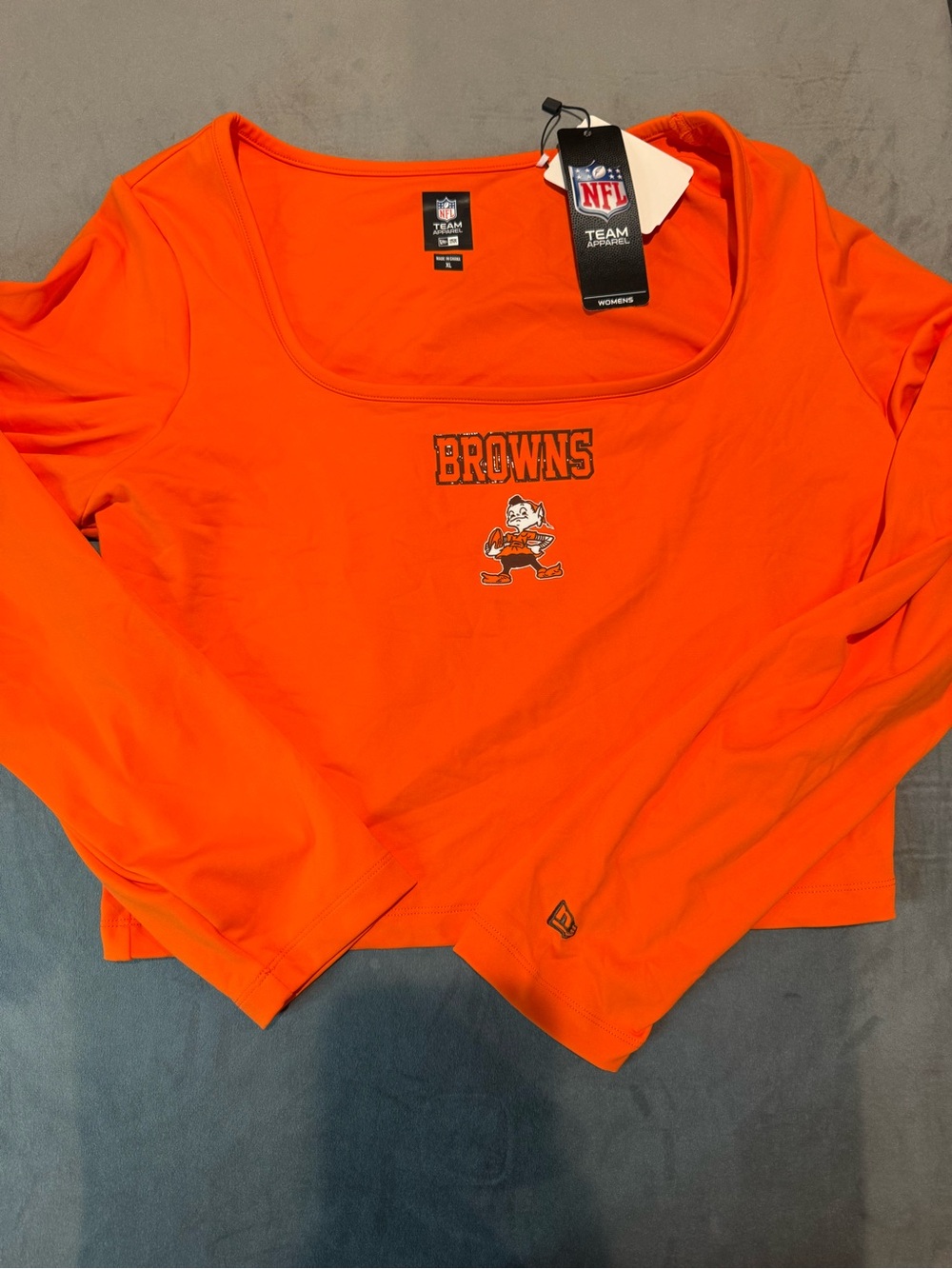 NFL Women's Cleveland Browns Bright Orange Long Sleeve Scoop Top